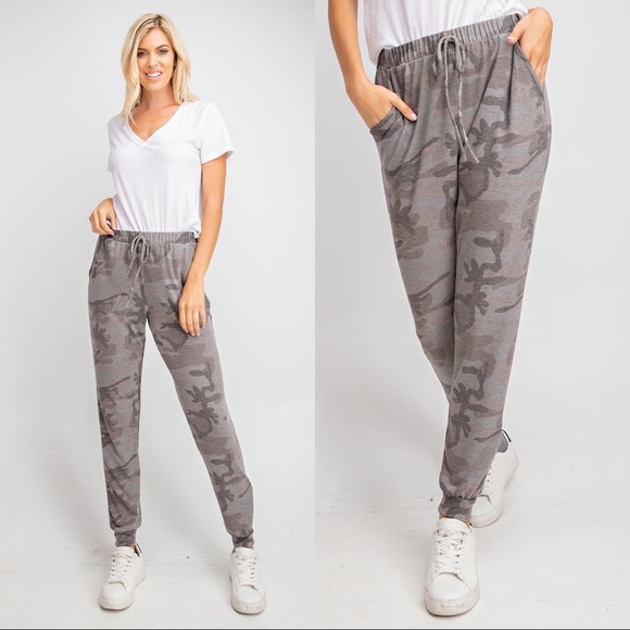 Boujee Boutique Pants - Camouflage Grey Joggers with Pockets